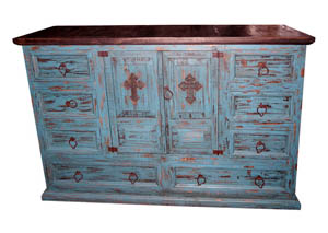 Image for Turquoise Scraped Dresser w/Cross