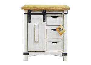 Image for Eggshell Barn Door Nightstand