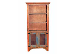 2 Door 3 Shelf Rubbed Orange/Turquoise Pantry