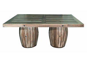 Image for Slatted Wood 6' 2 Barrel Dining Table