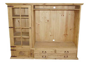 Image for TV Stand Bookcase w/3 Drawers, 2 Doors & Stars