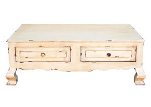 Image for Heirloom Distressed Cream Cocktail Table w/2 Drawers