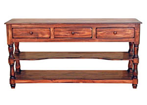 Chestnut Sofa Table w/3 Drawers & 2 Shelfs
