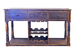 Image for Stone Brown Sofa Table w/3 Drawers & Wine Rack