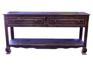 Stone Brown Sofa Table w/1 Shelf & 2 Drawers