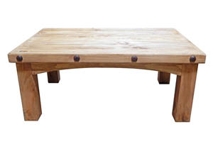 Image for Wood Square Leg Cocktail Table w/Conchos Accents