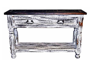 Image for White Scraped Lyon Sofa Table w/Drawer & Shelf