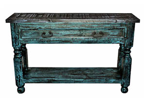 Image for Turquoise Scrape Lyon Sofa Table w/Drawer & Shelf