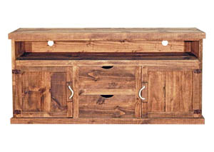 Image for Medium Wax 2 Door 2 Drawer TV Stand w/Rope Handles