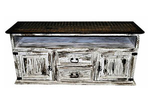Image for 60" White Scraped 2 Door 2 Drawer TV Stand