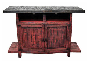 Image for 55" Red Scraped 2 Door TV Stand w/Shelf