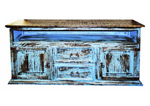 Image for Blue Scraped 60" 2 Door 2 Drawer TV Stand