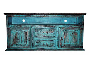 Image for Turquoise Scraped 60" 2 Door 2 Drawer TV Stand