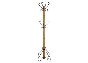Image for Wood Posted Hall Tree w/Decorative Metal Legs & Hooks
