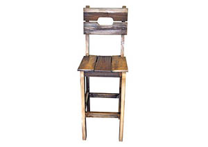 Image for Slatted Wood Seat Barstool