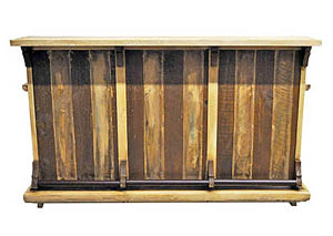 Image for Slatted Wood Bar w/Iron Footrest