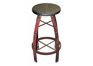 Image for 26" Iron & Red Scraped Wood Barstool w/Concho Accents