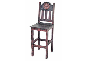 Image for 30" Red Scraped Wood Barstool w/Star