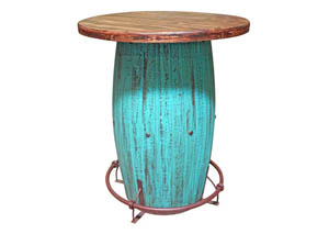 Image for Aqua Scraped Barrel Bar w/Iron Footrest