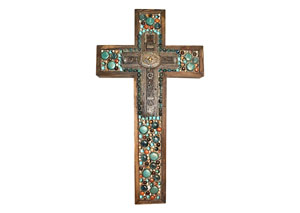 Image for Turquoise Longhorn Buckle Large Cross