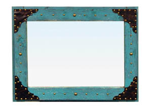Image for 27.5' x 35' Turquoise Scraped Mirror