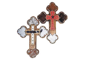 Image for Large Colored Cowhide Crosses 16" x 22" x 2"