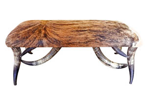 Image for Cowhide Horns 4' Bench