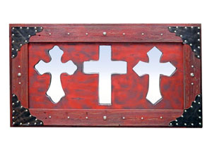 3 Red Mirror Crosses
