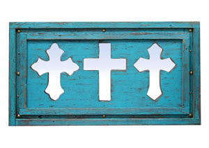Image for 3 Turquoise Mirror Crosses