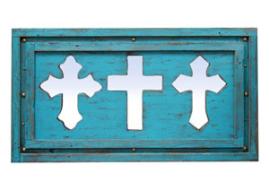 3 Turquoise Mirror Crosses