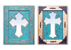 Turquoise Cross Mirror