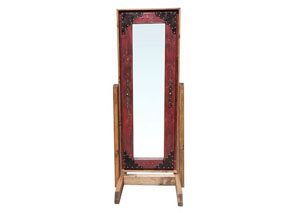 Image for Leather Red Chevel Mirror