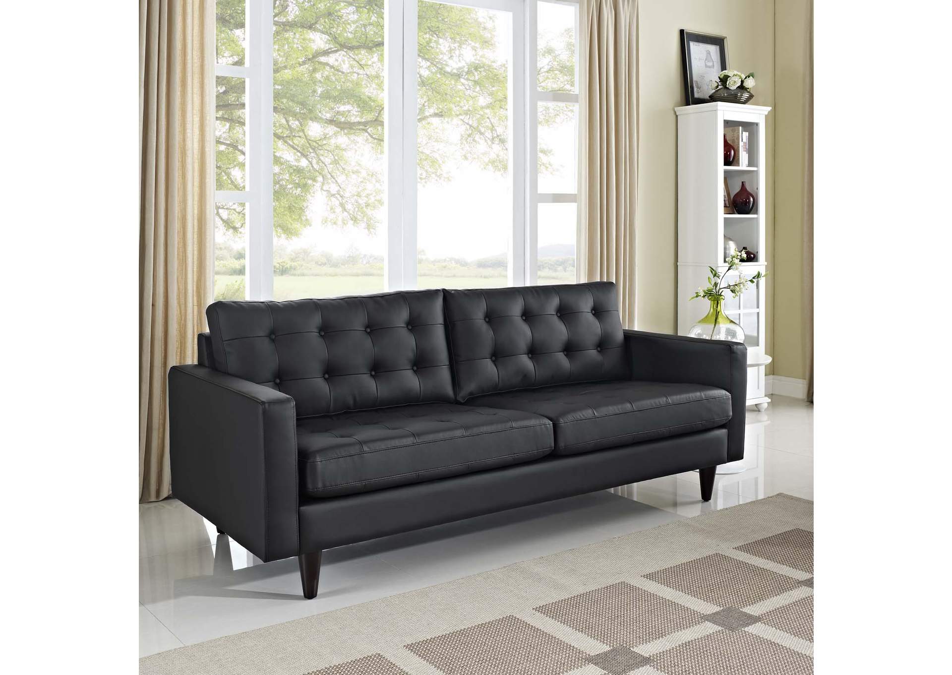 Black Empress Bonded Leather Sofa,Modway