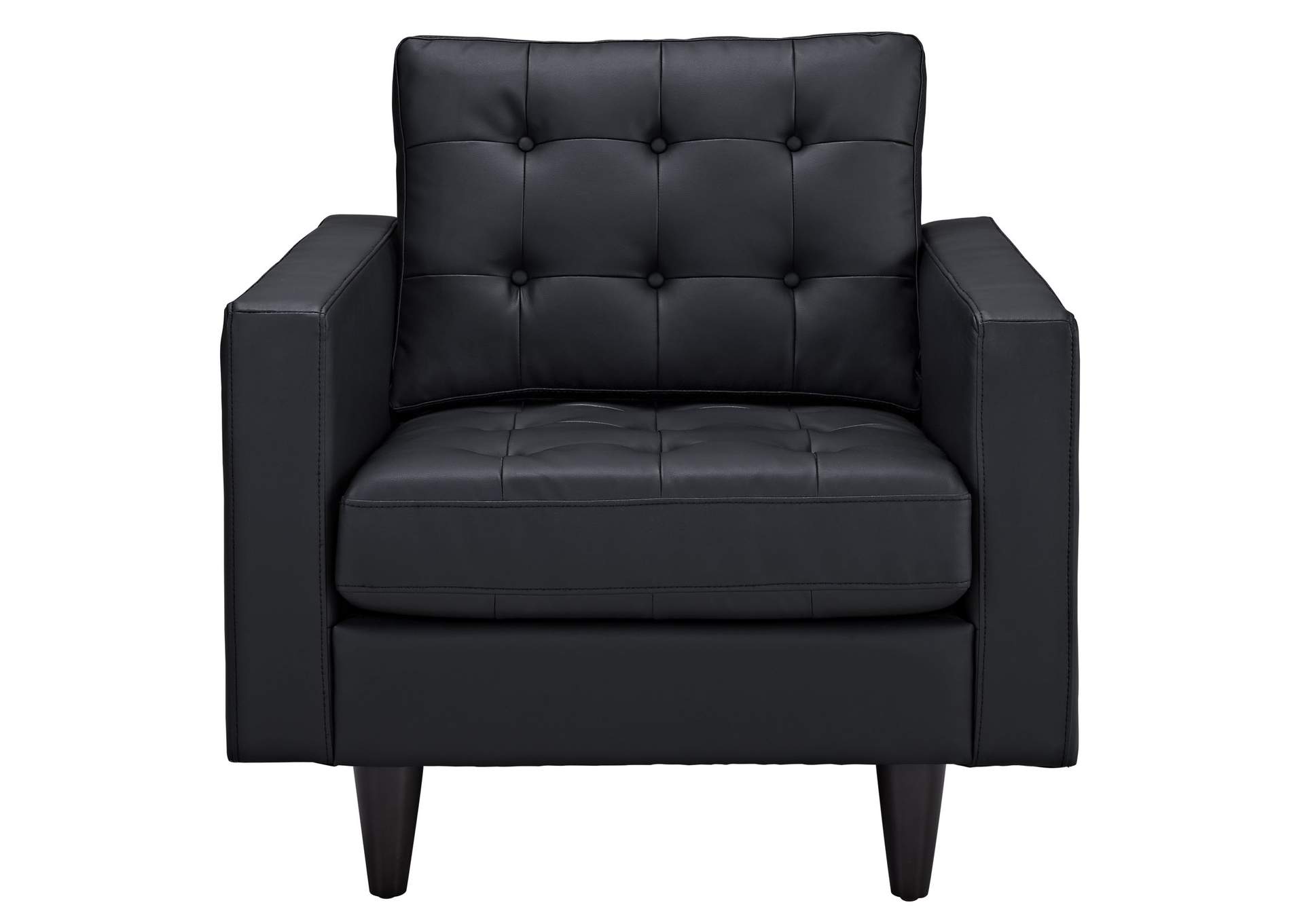 Black Empress Bonded Leather Arm Chair,Modway