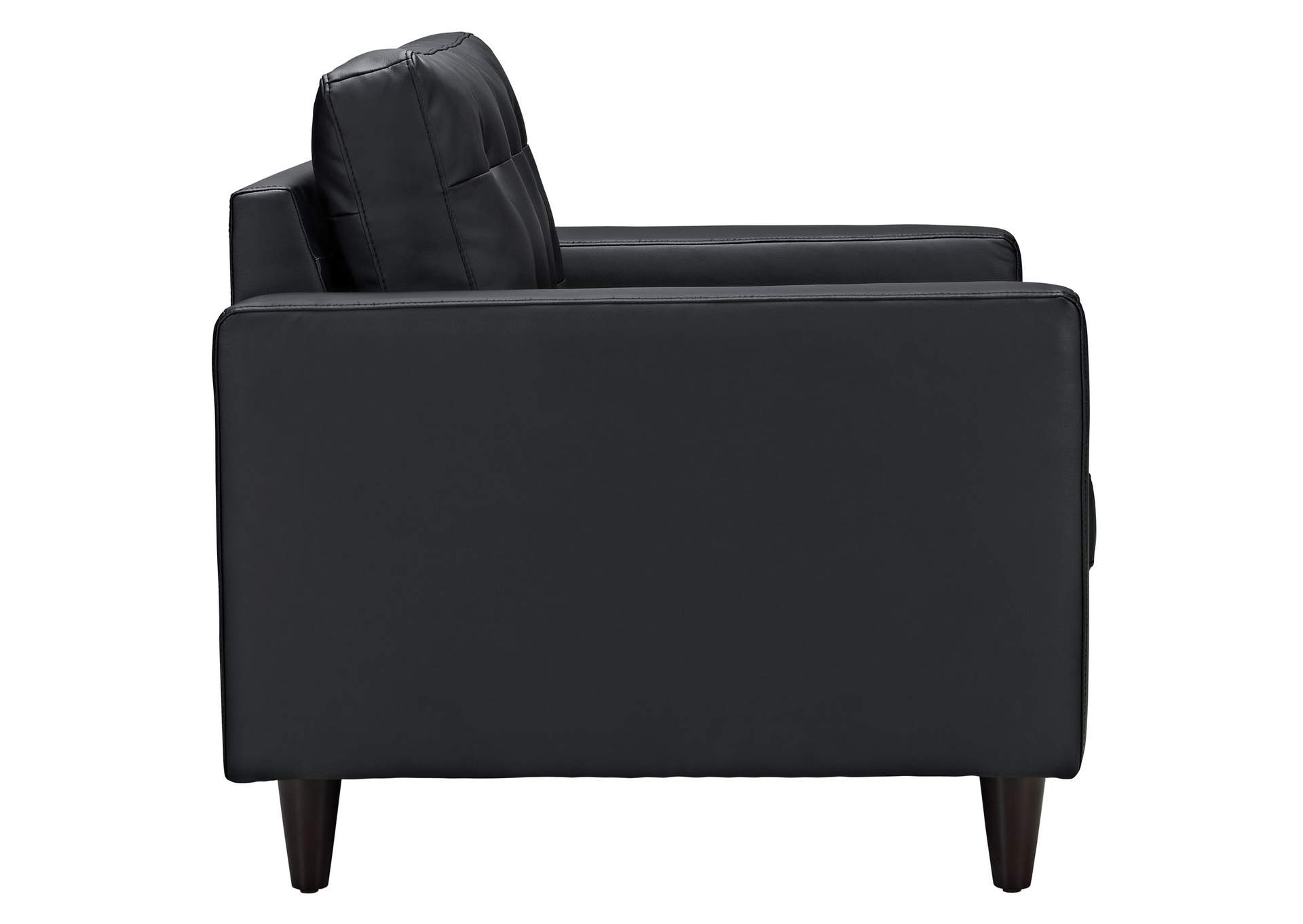 Black Empress Bonded Leather Arm Chair,Modway