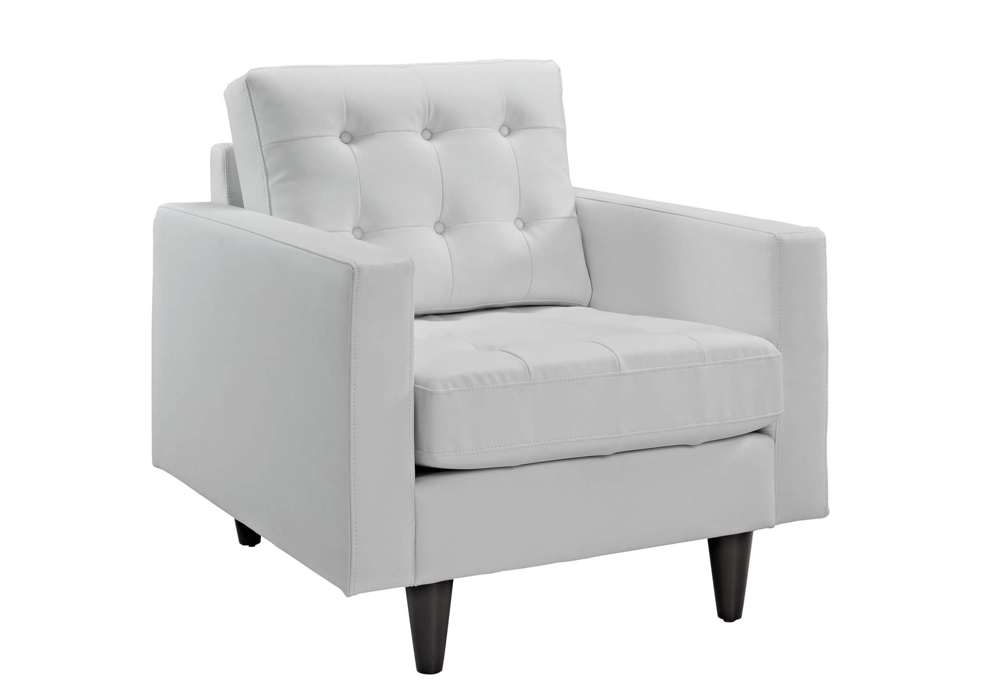 White Empress Bonded Leather Arm Chair,Modway