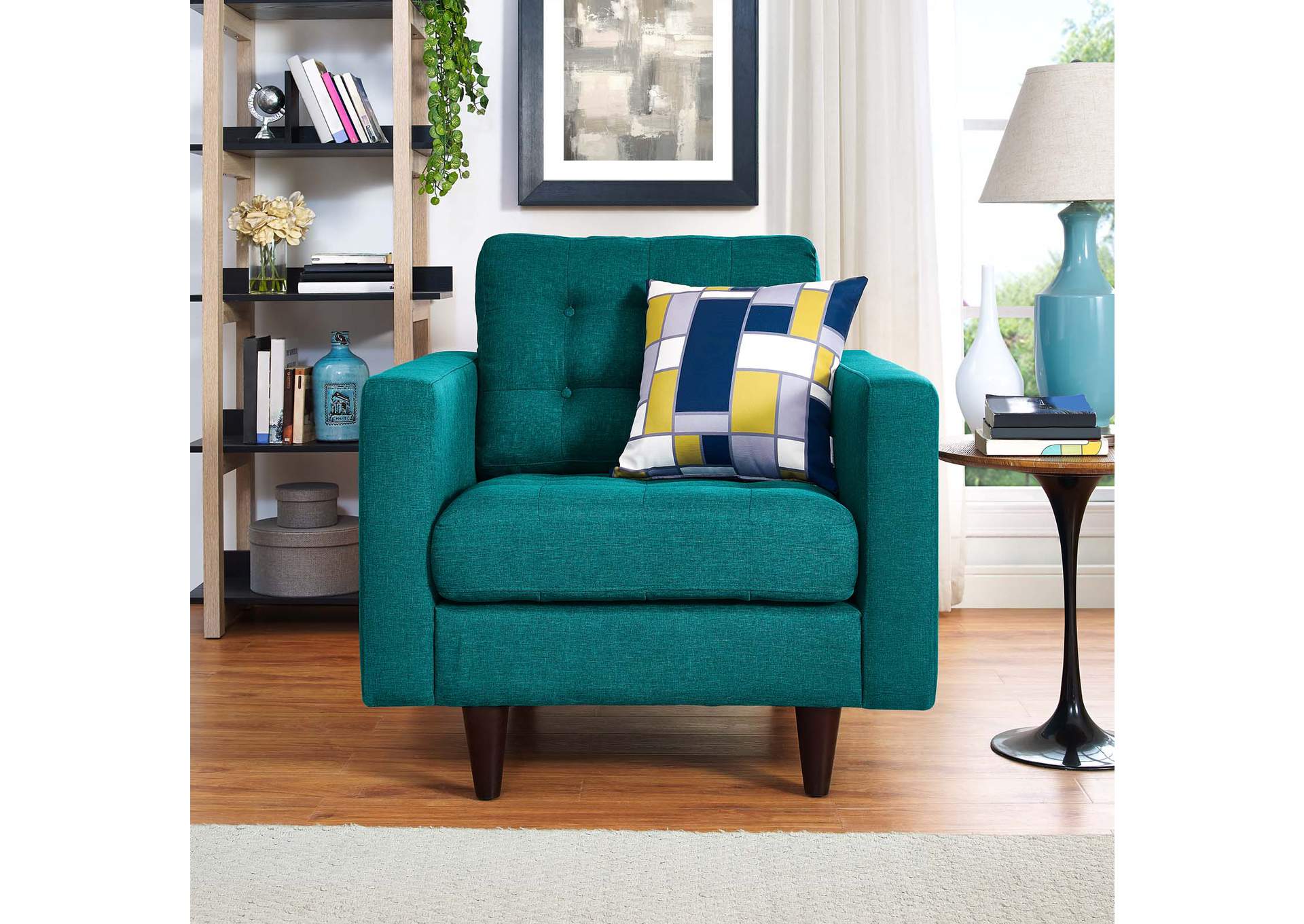 Teal Empress Upholstered Fabric Arm Chair,Modway