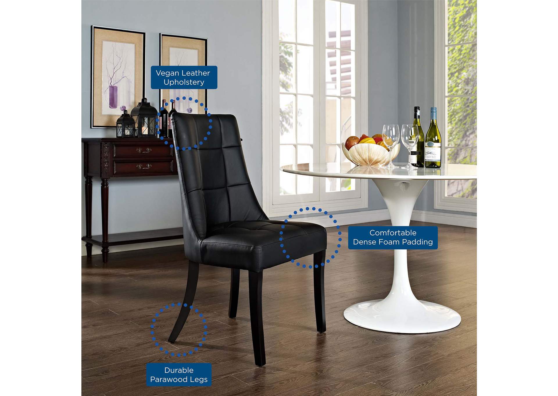 Black Noblesse Dining Vinyl Side Chair,Modway