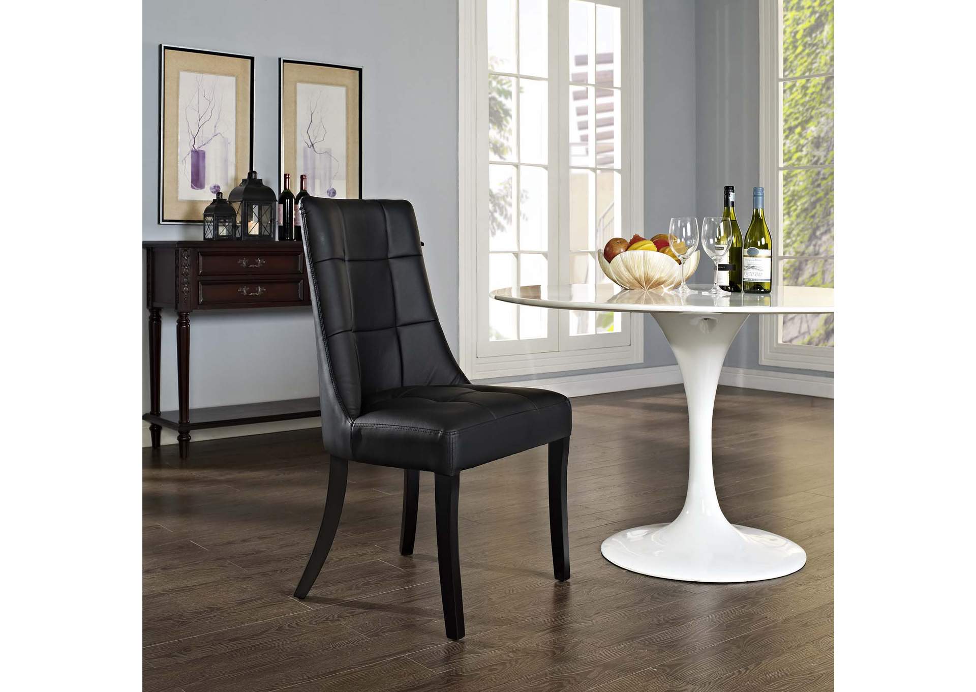 Black Noblesse Dining Vinyl Side Chair,Modway