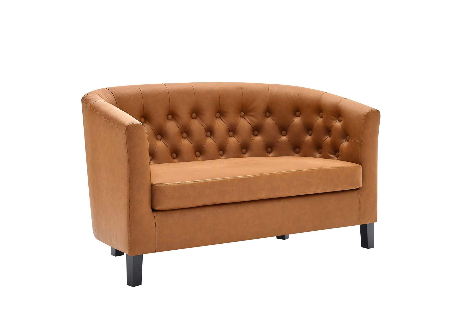 Tan Prospect Upholstered Vinyl Loveseat,Modway