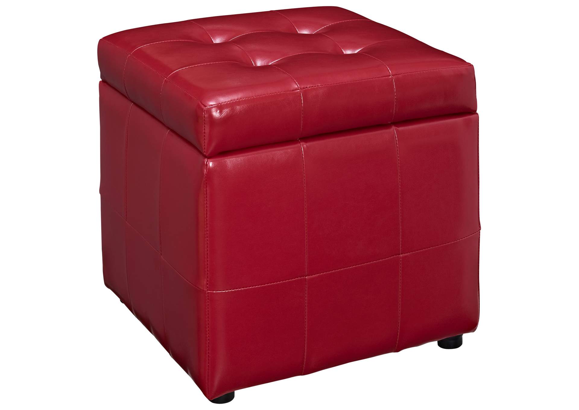 Red Volt Storage Upholstered Vinyl Ottoman,Modway