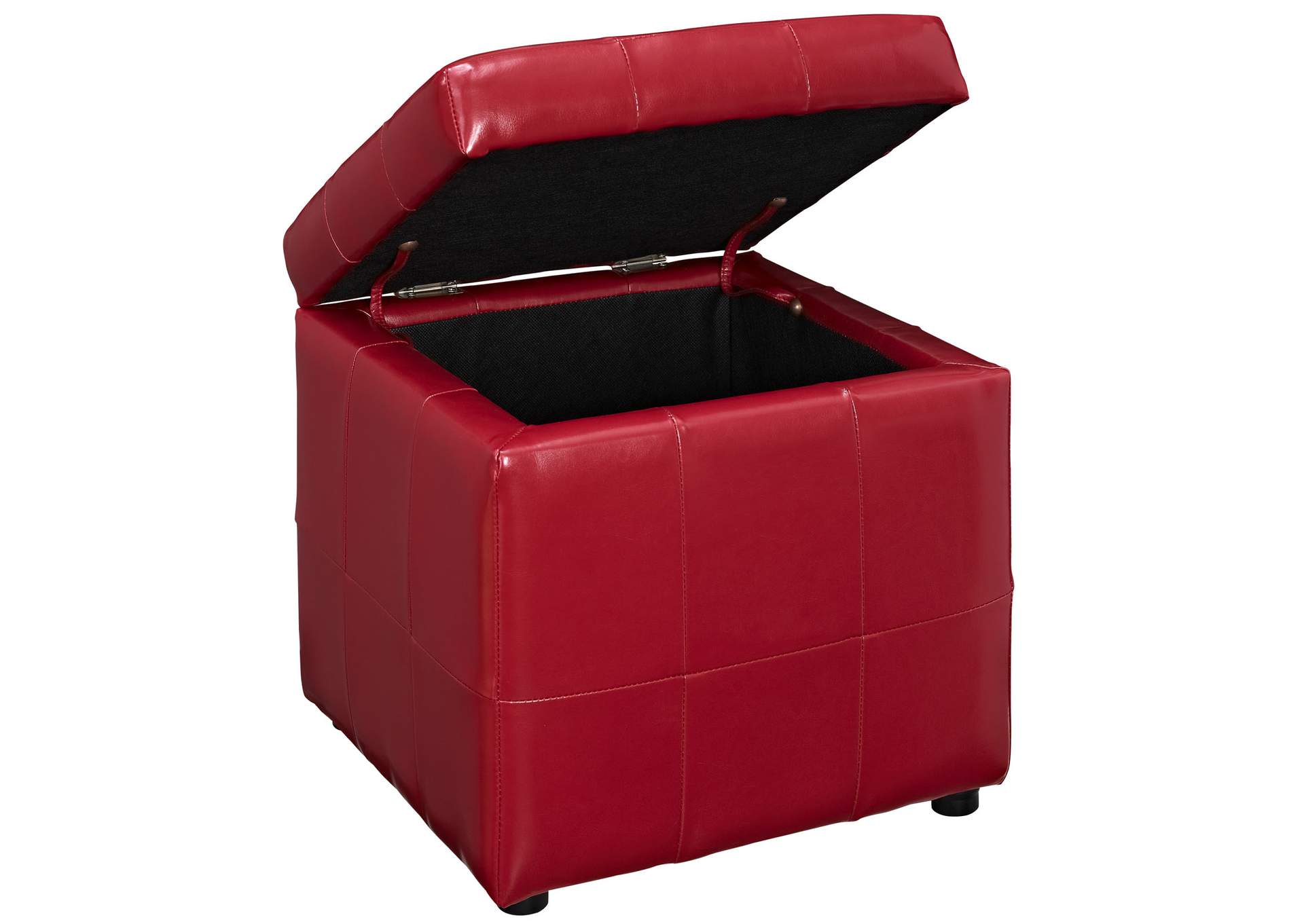 Red Volt Storage Upholstered Vinyl Ottoman,Modway