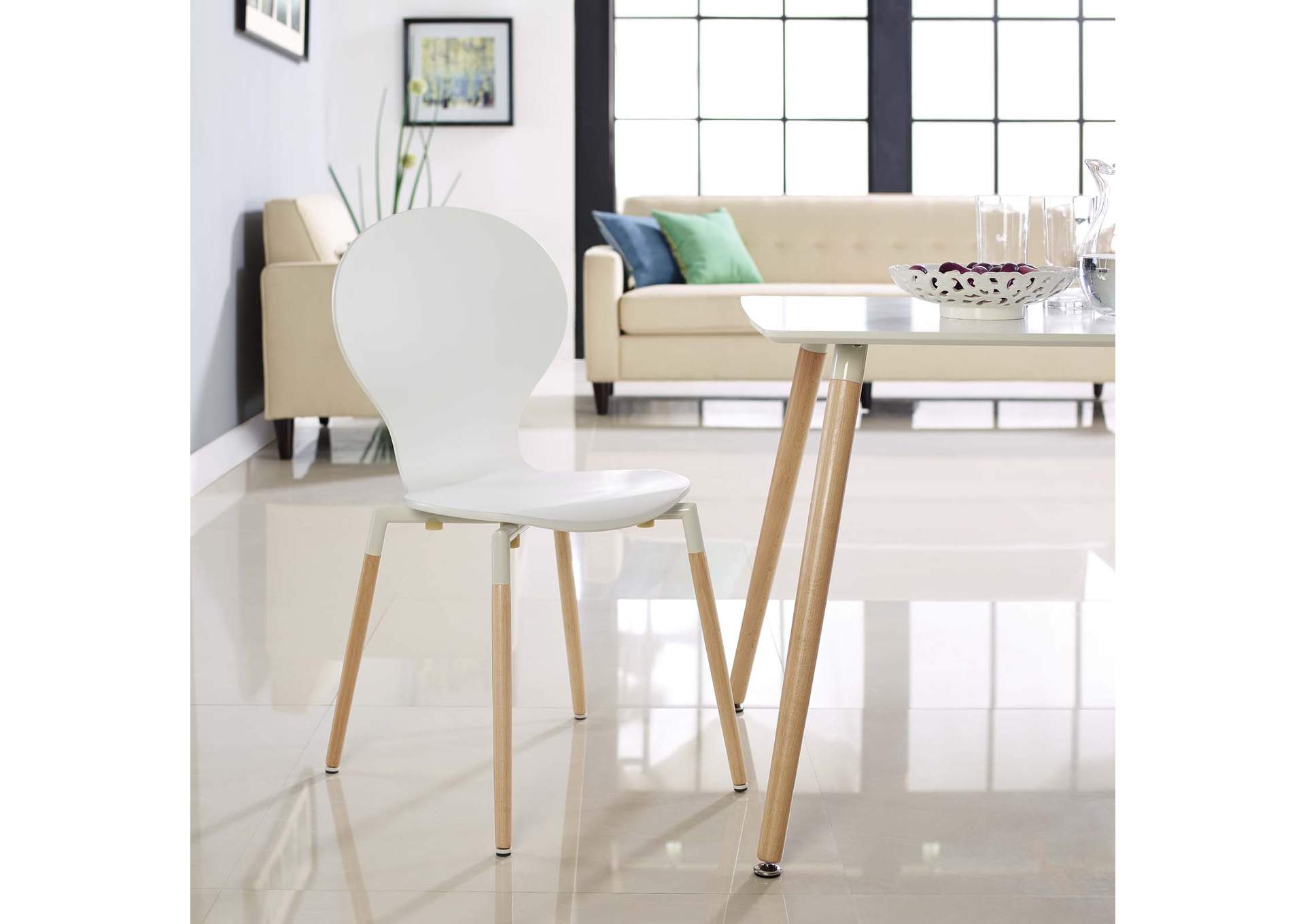 White Path Dining Wood Side Chair,Modway