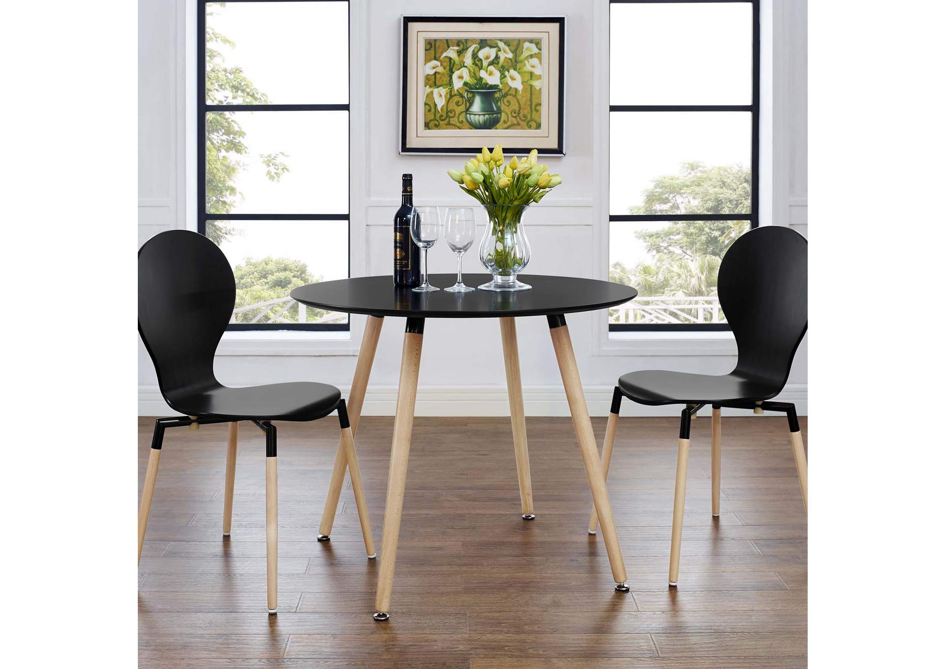 Black Track Round Dining Table,Modway
