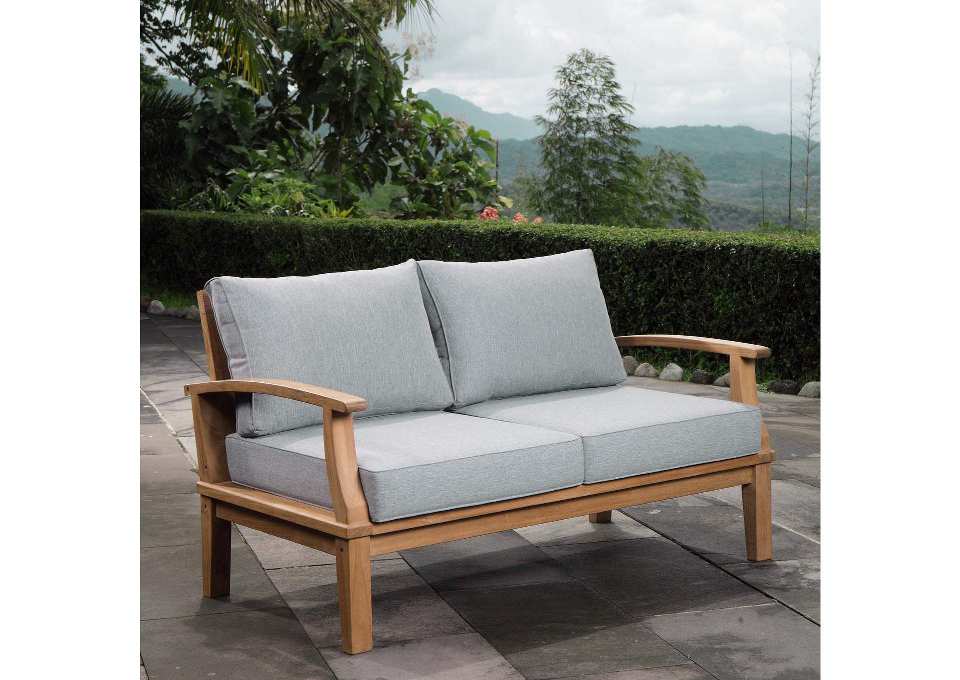 Natural Gray Marina Outdoor Patio Teak Loveseat,Modway