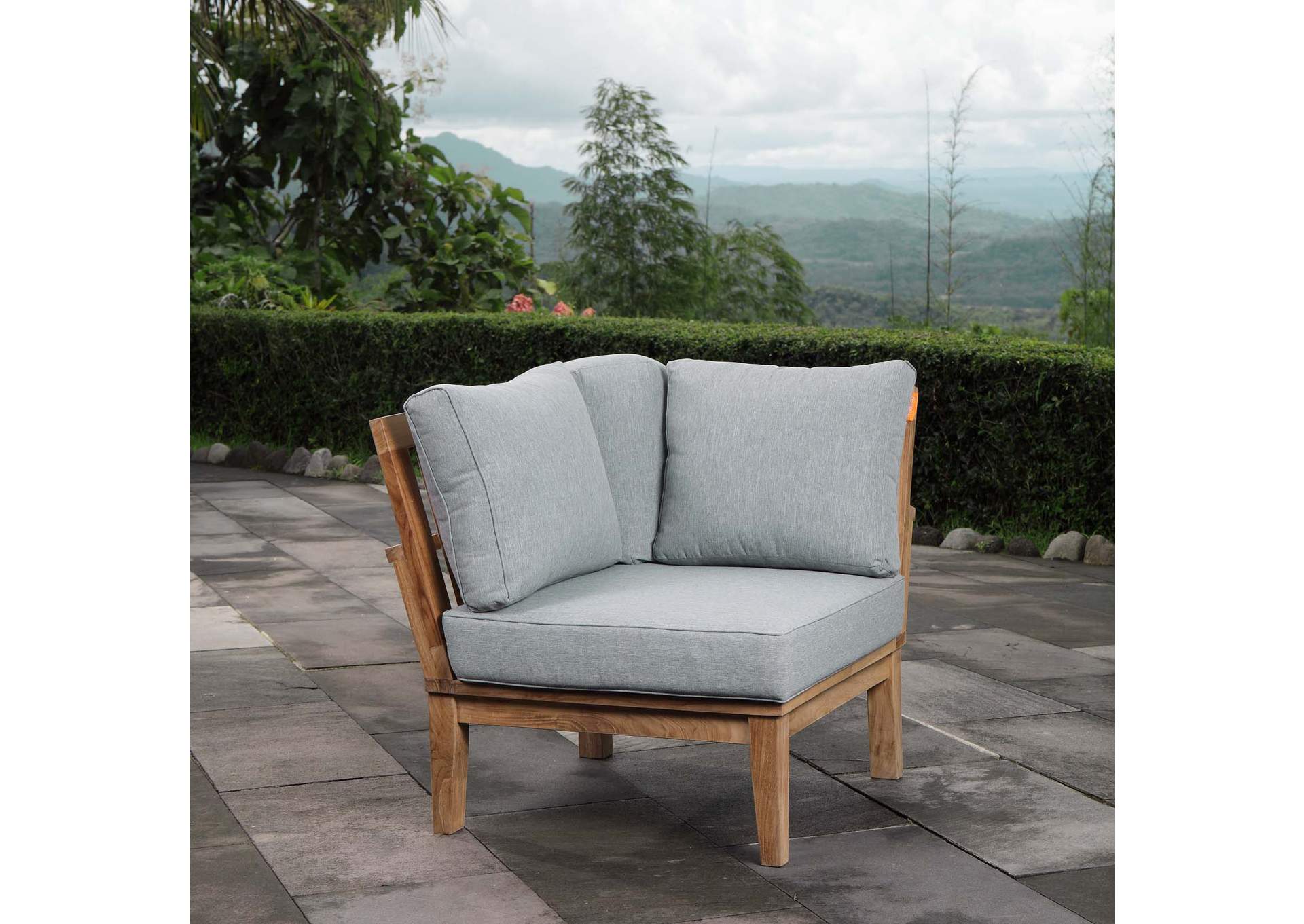 Natural Gray Marina Outdoor Patio Teak Corner Sofa,Modway