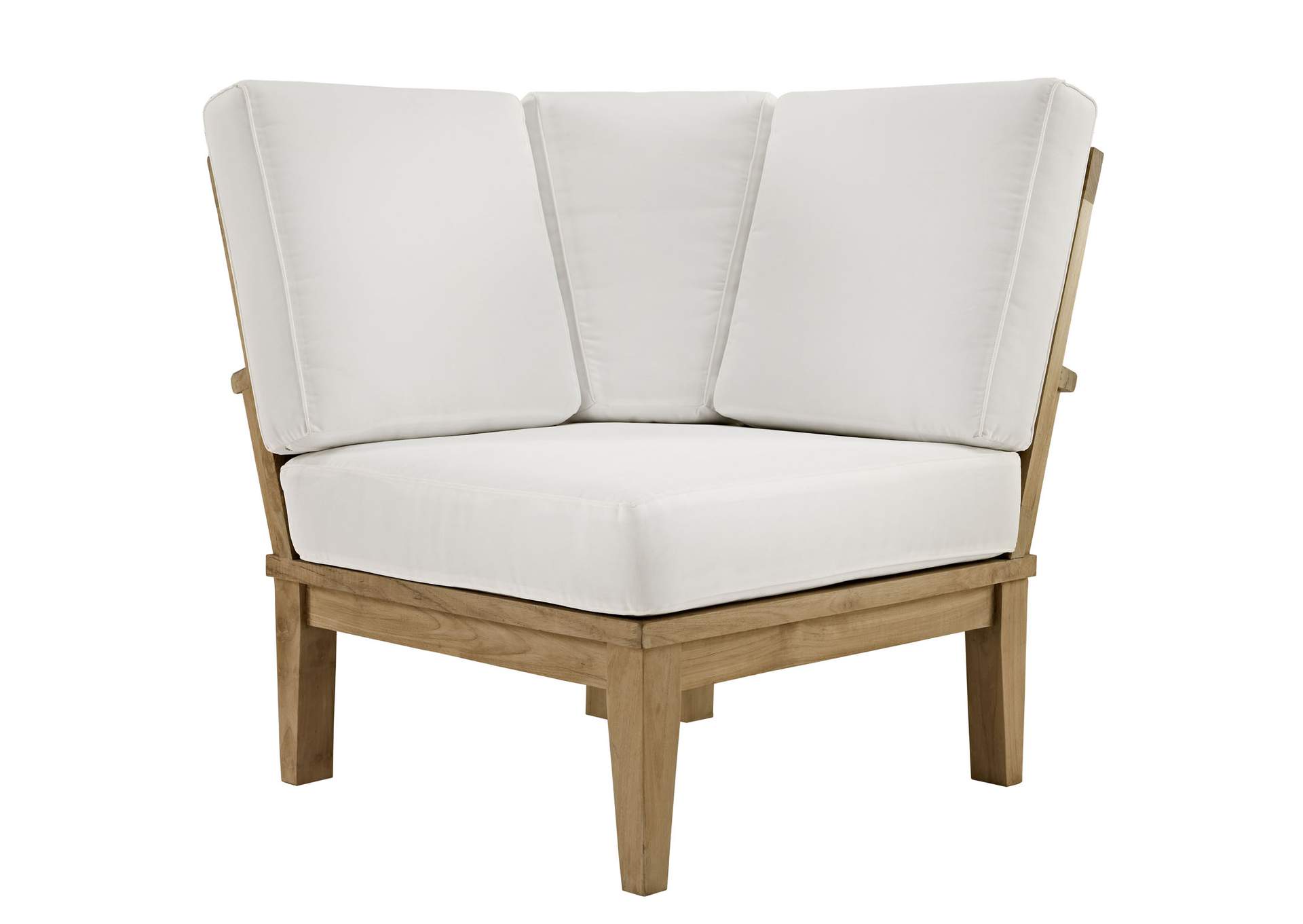 Natural White Marina Outdoor Patio Teak Corner Sofa,Modway