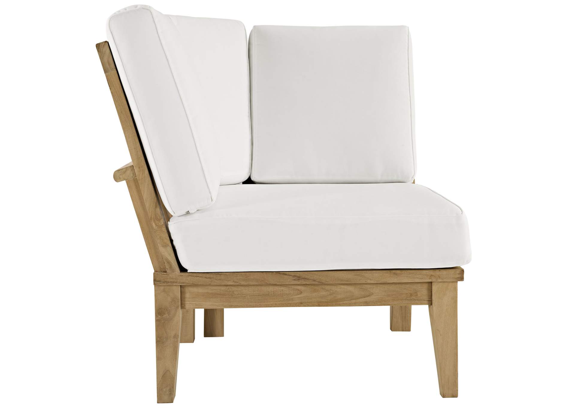 Natural White Marina Outdoor Patio Teak Corner Sofa,Modway