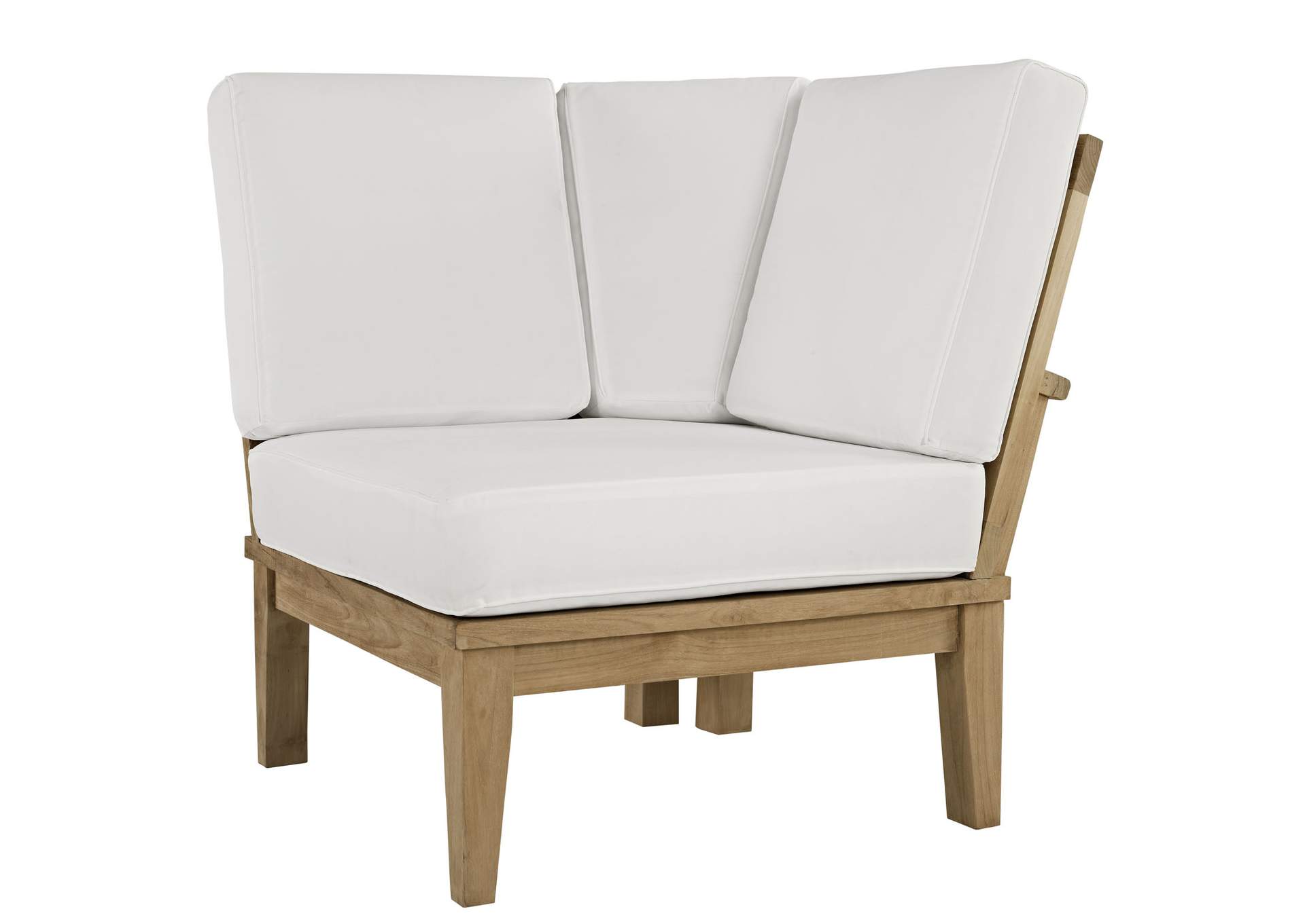 Natural White Marina Outdoor Patio Teak Corner Sofa,Modway