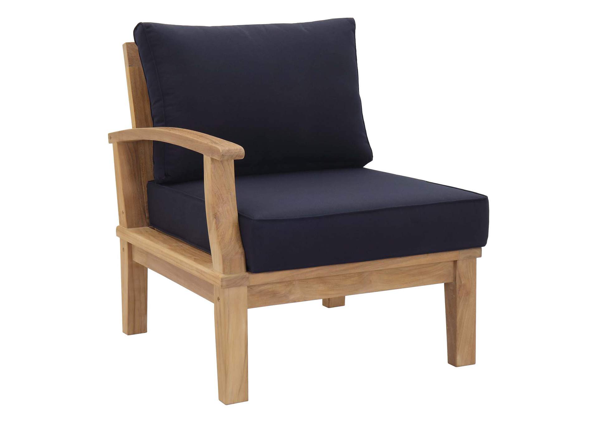 Natural Navy Marina Outdoor Patio Teak Left-Facing Sofa,Modway